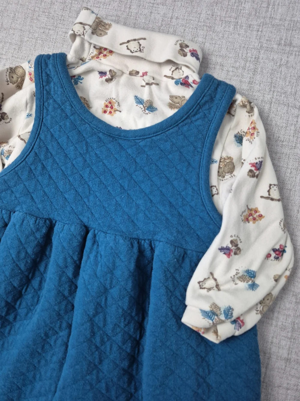 Vintage 90s Carter's Toddler Quilted Overalls & Turtleneck Set 18-24M Woodland